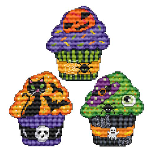 HALLOWEEN CUPCAKE TRIO Counted Cross Stitch Charts Main Image